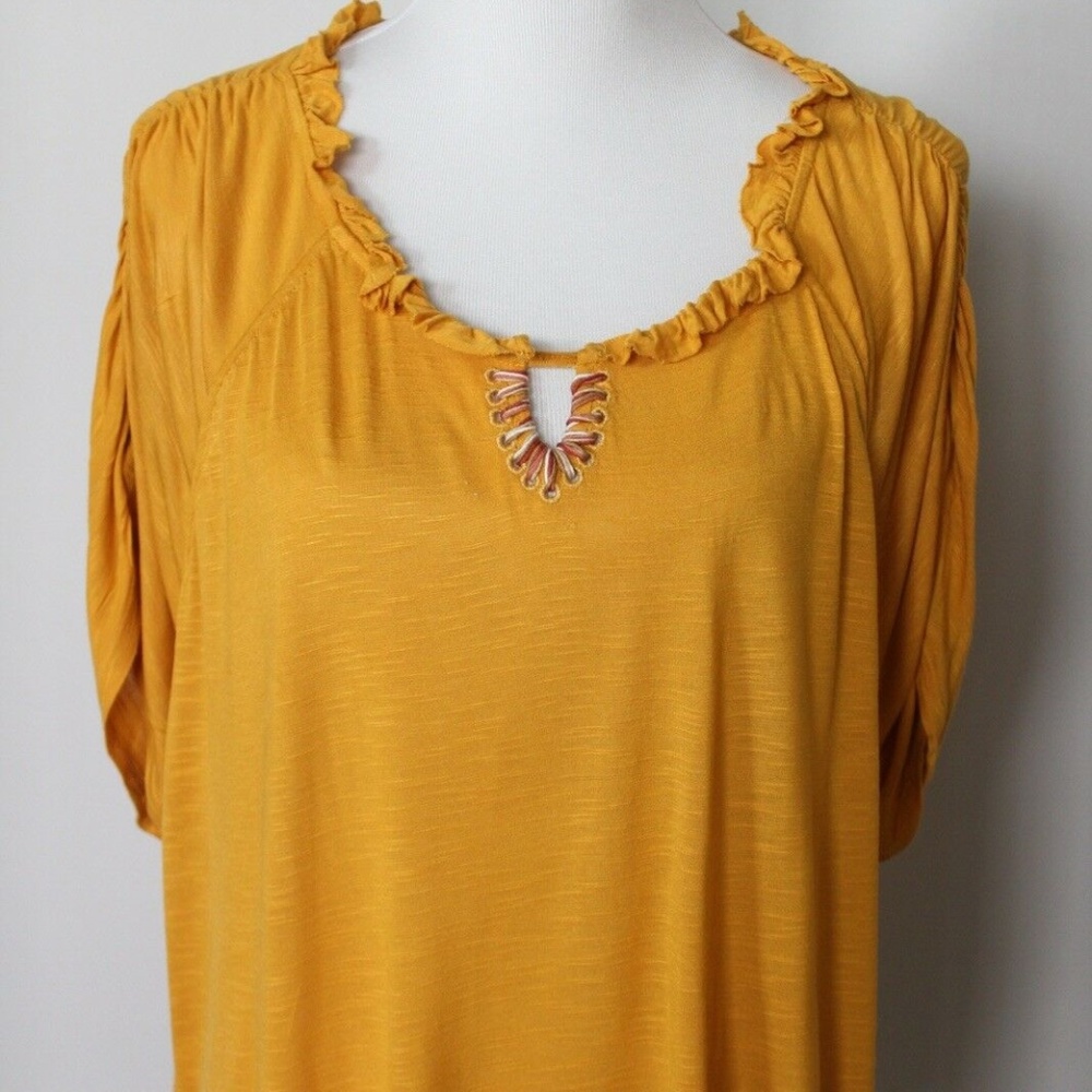 Anthropologie Ruched Short sleeve Boho Tunic